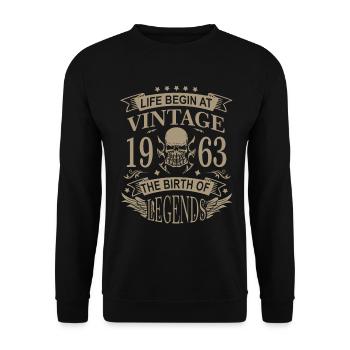 60th birthday legend proven since 1963 born - Unisex Sweatshirt - black - Front - Alina (178cm) & Michal (187cm)