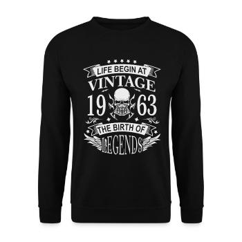 60th birthday legend proven since 1963 born - Unisex Sweatshirt - black - Front - Alina (178cm) & Michal (187cm)