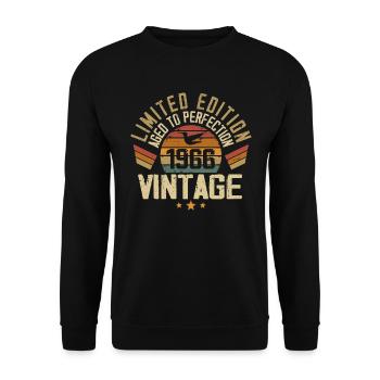 Vintage 1966 Retro Birthday Gift - Unisex Sweatshirt - black - Front - Alina (178cm) & Michal (187cm)