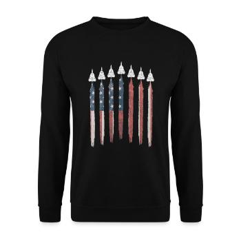 F14 Tomcat Fighter Jet USA Drapeau F-14 4 juillet - Sweat-shirt Unisexe - noir - Devant - Alina (178cm) & Michal (187cm)