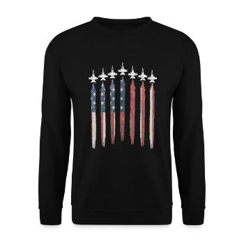 F18 Hornet Fighter Jet USA Drapeau F-18 4 juillet - Sweat-shirt Unisexe - noir - Devant - Alina (178cm) & Michal (187cm)