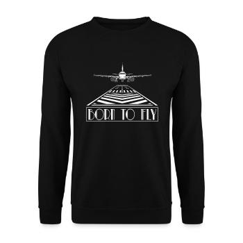 Geboren zu fliegen Commercial Pilot Fliegen Flugze - Unisex Pullover - Schwarz - Vorne - Alina (178cm) & Michal (187cm)