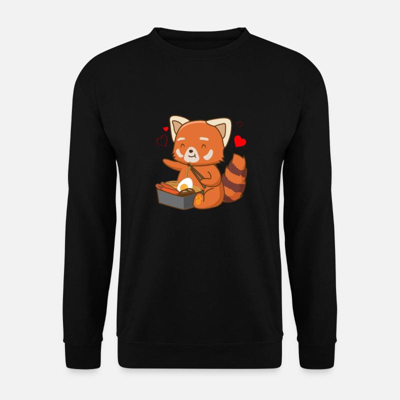 Red Panda Essen Ramen Japanische K�che Nudeln Pand - Unisex Pullover - Schwarz