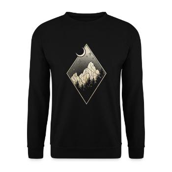 Geometrische Berg Moonset Au�en Liebhaber Camping - Unisex Pullover - Schwarz - Vorne - Alina (178cm) & Michal (187cm)