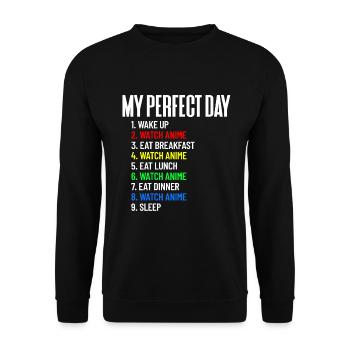 Mein perfekter Tagesuhr Anime den ganzen Tag anime - Unisex Pullover - Schwarz - Vorne - Alina (178cm) & Michal (187cm)