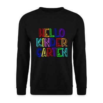 Hallo Kindergarten Doodle Art Neuer Vorkindergarte - Unisex Pullover - Schwarz - Vorne - Alina (178cm) & Michal (187cm)