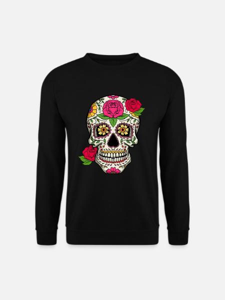 Zuckersch�del mit Rosen Tag des toten Zuckersch�de - Unisex Pullover - Schwarz
