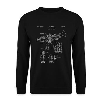 Trompete schematische Blueprint-Jazz-Trompete-Spie - Unisex Pullover - Schwarz - Vorne - Alina (178cm) & Michal (187cm)