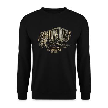 Yellowstone US-Nationalpark EST. 1872 BisonYellows - Unisex Pullover - Schwarz - Vorne - Alina (178cm) & Michal (187cm)