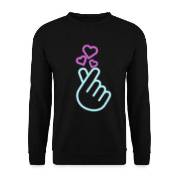 K-Pop Kdrama Electric Korean K Pop Finger HeartKor - Unisex Pullover - Schwarz - Vorne - Alina (178cm) & Michal (187cm)