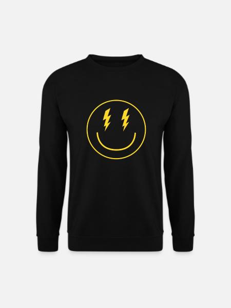 Lightning Smiley Face Emoticon Happy Face Smiley - Unisex Pullover - Schwarz