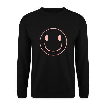 Rosa Smiley Gesicht Emoticon Gl�ckliches Gesicht r - Unisex Pullover - Schwarz - Vorne - Alina (178cm) & Michal (187cm)