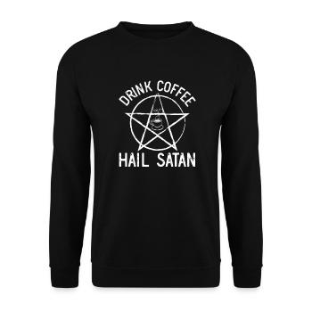 Trinken Sie Coffee Hagel Satan Satanist Coffee-Lie - Unisex Pullover - Schwarz - Vorne - Alina (178cm) & Michal (187cm)