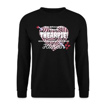 Ich brauche keine Therapie, ich muss nur häkeln - Unisex Pullover - Schwarz - Vorne - Alina (178cm) & Michal (187cm)