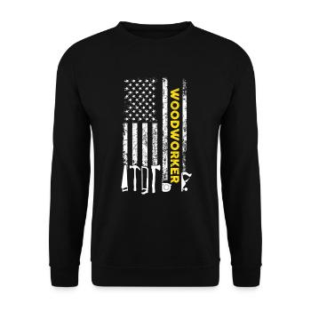 Holzarbeiter American Flag Patriotic CarpenterHolz - Unisex Pullover - Schwarz - Vorne - Alina (178cm) & Michal (187cm)