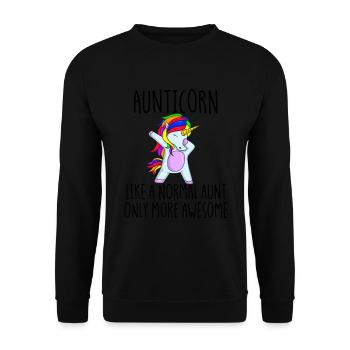 Aunticorn wie Tante nur gro�artig tupfende Tante T - Unisex Pullover - Schwarz - Vorne - Alina (178cm) & Michal (187cm)