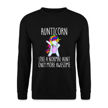 Aunticorn wie Tante nur gro�artig tupfende Tante T - Unisex Pullover - Schwarz - Vorne - Alina (178cm) & Michal (187cm)