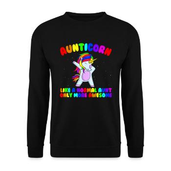 Aunticorn wie Tante nur gro�artig tupfende Tante T - Unisex Pullover - Schwarz - Vorne - Alina (178cm) & Michal (187cm)