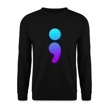 Semikolon Selbstmordbewusstsein Semi -Kolon -Selbs - Unisex Pullover - Schwarz - Vorne - Alina (178cm) & Michal (187cm)