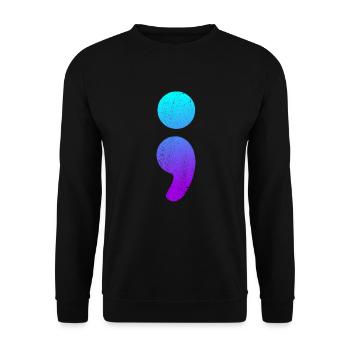 Semikolon Selbstmordbewusstsein Semi -Kolon -Selbs - Unisex Pullover - Schwarz - Vorne - Alina (178cm) & Michal (187cm)