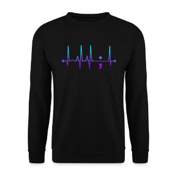 Semikolon Herz schlug Selbstmordbewusstsein Selbst - Unisex Pullover - Schwarz - Vorne - Alina (178cm) & Michal (187cm)