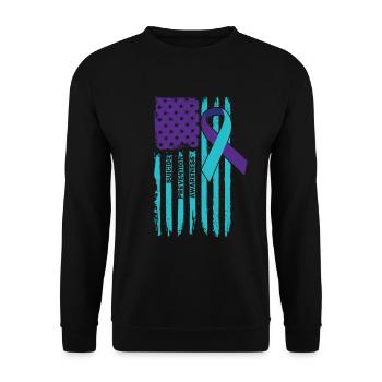 Selbstmordpr�ventionsbewusstsein amerikanischer Fl - Unisex Pullover - Schwarz - Vorne - Alina (178cm) & Michal (187cm)