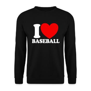 Ich liebe Baseball Red Heart Baseball -Fanatiker - Unisex Pullover - Schwarz - Vorne - Alina (178cm) & Michal (187cm)