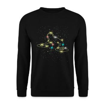 DJ -geformte Konstellationsscheibenjockey -Konstel - Unisex Pullover - Schwarz - Vorne - Alina (178cm) & Michal (187cm)