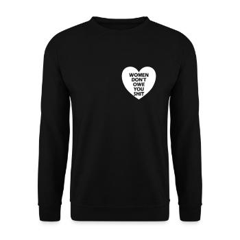 Frauen schulden dir nicht Schei�e Feministin schul - Unisex Pullover - Schwarz - Vorne - Alina (178cm) & Michal (187cm)