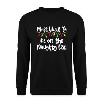 H�chstwahrscheinlich Weihnachten freche Weihnachte - Unisex Pullover - Schwarz - Vorne - Alina (178cm) & Michal (187cm)