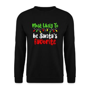 Am wahrscheinlichsten zu Weihnachten Santas Liebli - Unisex Pullover - Schwarz - Vorne - Alina (178cm) & Michal (187cm)