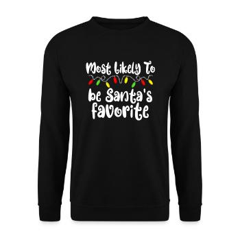 Am wahrscheinlichsten zu Weihnachten Santas Liebli - Unisex Pullover - Schwarz - Vorne - Alina (178cm) & Michal (187cm)