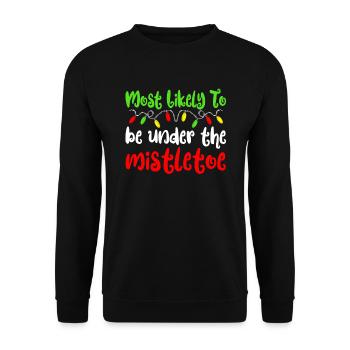 Am wahrscheinlichsten zu Weihnachten unter Mistel - Unisex Pullover - Schwarz - Vorne - Alina (178cm) & Michal (187cm)
