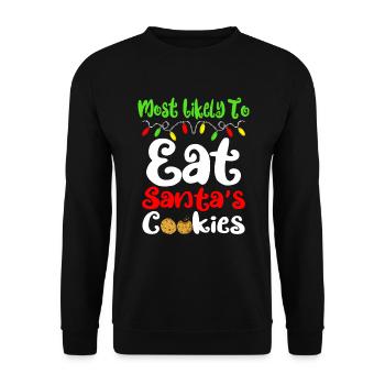 H�chstwahrscheinlich Weihnachten essen Santas -Kek - Unisex Pullover - Schwarz - Vorne - Alina (178cm) & Michal (187cm)