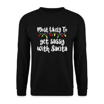 Am wahrscheinlichsten zu Weihnachten freche Weihna - Unisex Pullover - Schwarz - Vorne - Alina (178cm) & Michal (187cm)