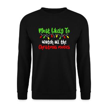 H�chstwahrscheinlich Weihnachtsfilme Familie Weihn - Unisex Pullover - Schwarz - Vorne - Alina (178cm) & Michal (187cm)