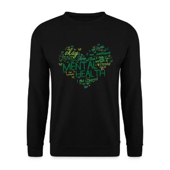 Psychische Gesundheit Herz Wort Wolke psychische G - Unisex Pullover - Schwarz - Vorne - Alina (178cm) & Michal (187cm)