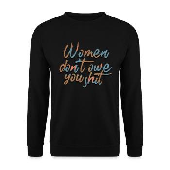 Frauen schulden dir nicht feministisch - Unisex Pullover - Schwarz - Vorne - Alina (178cm) & Michal (187cm)