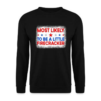 Am wahrscheinlichsten ist der kleine Feuer Cracker - Unisex Pullover - Schwarz - Vorne - Alina (178cm) & Michal (187cm)