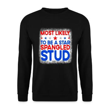 H�chstwahrscheinlich ein Star Spangled Stud 4. Jul - Unisex Pullover - Schwarz - Vorne - Alina (178cm) & Michal (187cm)