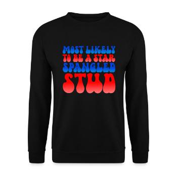 H�chstwahrscheinlich ein Star Spangled Stud 4. Jul - Unisex Pullover - Schwarz - Vorne - Alina (178cm) & Michal (187cm)