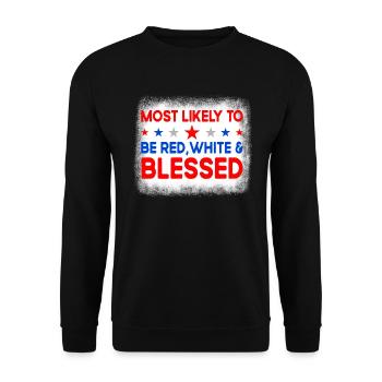 Am wahrscheinlichsten rot wei� gesegnet am 4. Juli - Unisex Pullover - Schwarz - Vorne - Alina (178cm) & Michal (187cm)