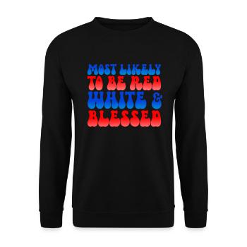 Am wahrscheinlichsten rot wei� gesegnet am 4. Juli - Unisex Pullover - Schwarz - Vorne - Alina (178cm) & Michal (187cm)