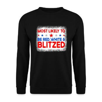 Am wahrscheinlichsten, dass rot wei� blitzend am 4 - Unisex Pullover - Schwarz - Vorne - Alina (178cm) & Michal (187cm)
