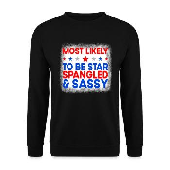 Am wahrscheinlichsten ist der Star am 4. Juli mit - Unisex Pullover - Schwarz - Vorne - Alina (178cm) & Michal (187cm)