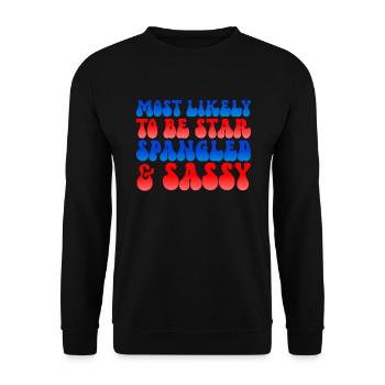 Am wahrscheinlichsten ist der Star am 4. Juli mit - Unisex Pullover - Schwarz - Vorne - Alina (178cm) & Michal (187cm)