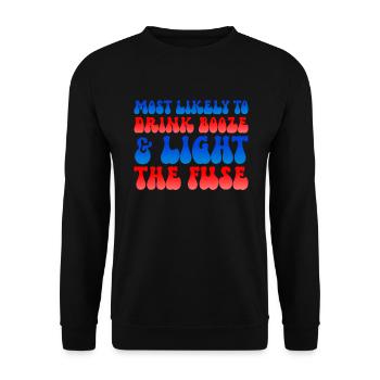 Am wahrscheinlichsten trinken Alkohol Licht Sicher - Unisex Pullover - Schwarz - Vorne - Alina (178cm) & Michal (187cm)
