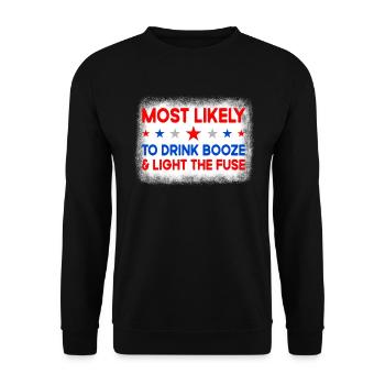 Am wahrscheinlichsten trinken Alkohol Licht Sicher - Unisex Pullover - Schwarz - Vorne - Alina (178cm) & Michal (187cm)