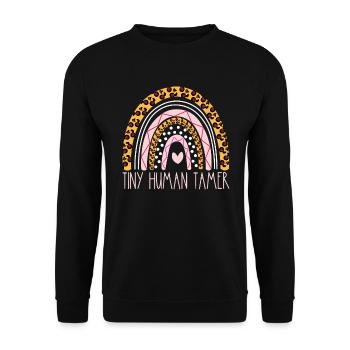 Tiny Human Tamer Bohemian Rainbow Daycare Teacher - Unisex Pullover - Schwarz - Vorne - Alina (178cm) & Michal (187cm)