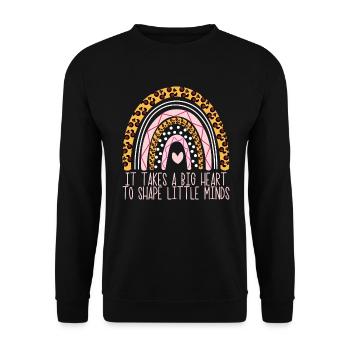 Es braucht ein gro�es Herz, um die Kindertagesst�t - Unisex Pullover - Schwarz - Vorne - Alina (178cm) & Michal (187cm)